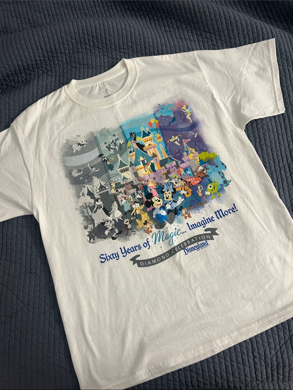 NWOT Disney White Adult “Sixty Years of Magic…”Multicolor Graphic Tee